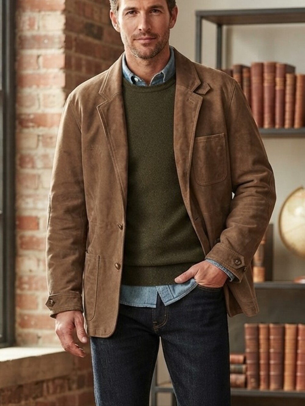 Vintage Orvis Brown Genuine Suede Leather Field Jacket - Size 42